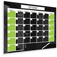 Black Magnetic Glass Dry Erase Monthly Calendar
