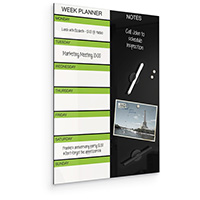 Black Magnetic Glass Dry Erase Weekly Planner