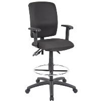 Multi-function Budget Drafting Stool in Black Crepe Fabric