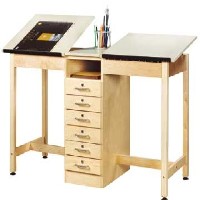 Diversified Woodcrafts Dt-82a 2 Station Art/drafting Table - 8 Drawers