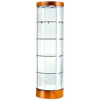 GL121 Wood Veneer Round Tower Display Case