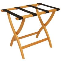 Deluxe Solid Oak Luggage Rack - Convex Legs