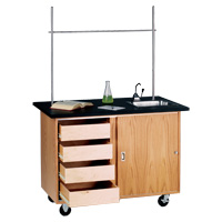 Mobile Lab Demo Table with Concealed Drawers