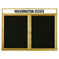 Enclosed Red Oak Wood Framed Changeable Letter Boards with Header