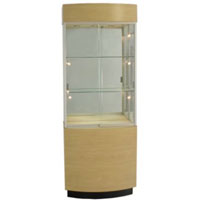 OP105 Wood Veneer Curved Wall Display Case