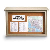 Top-Hinged Single Door Corkboard Message Centers with Optional Posts