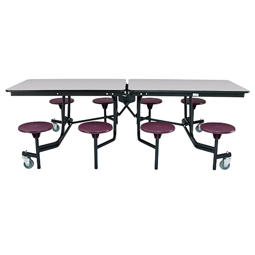 Rectangle Mobile Cafeteria Table with Stools