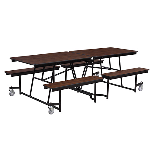 Fixed Bench Rectangle Mobile Cafeteria Table