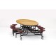 Elliptical Mobile Cafeteria Table with Stools