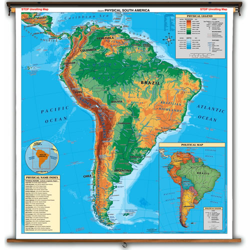 South America Physical Political Map